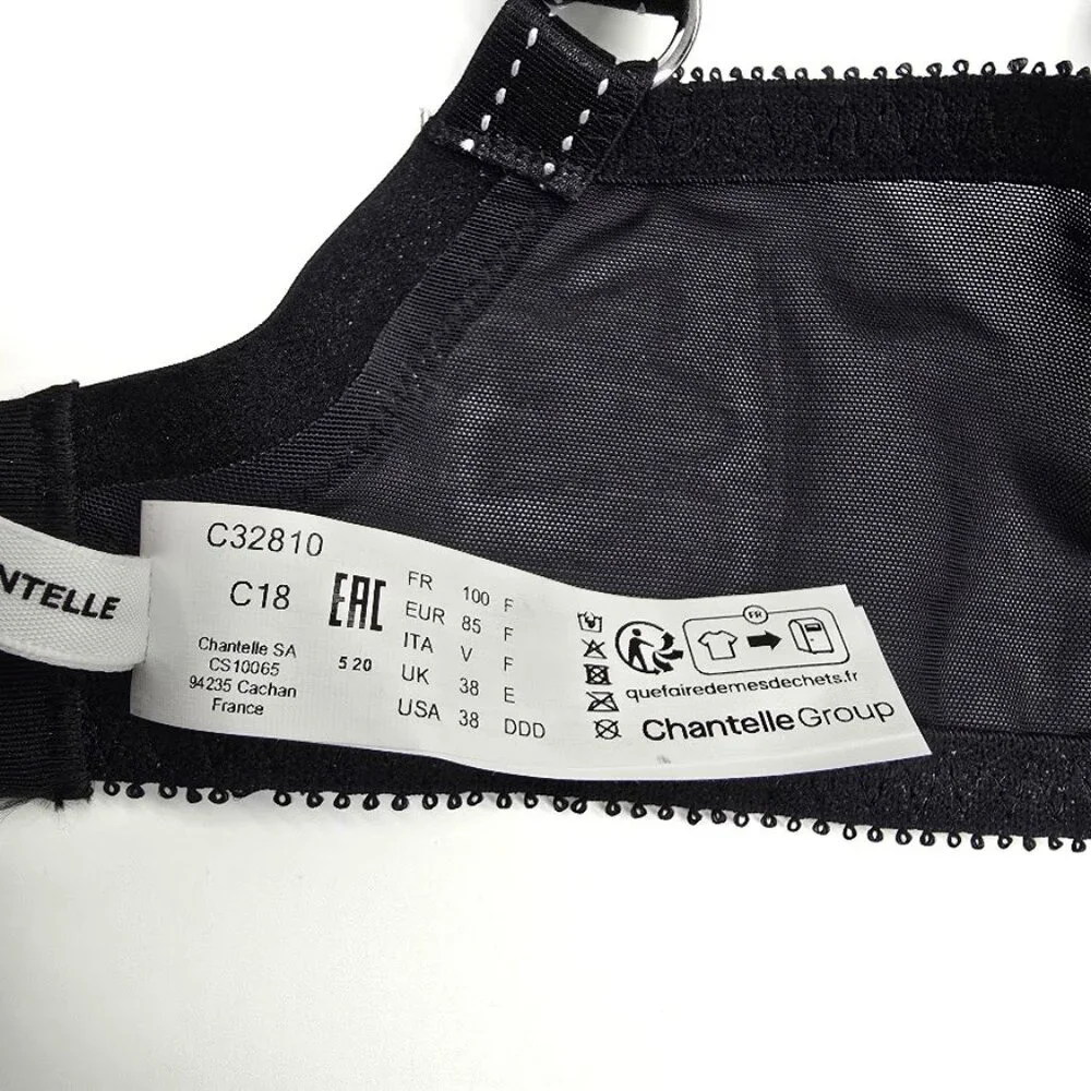 Chantelle Rive Gauche Bra 38DDD Black Metallic Lace - Picture 5 of 10